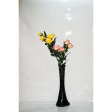 M3Decorium Desenli Siyah Pembe Sarı Gül 60cm Vazo