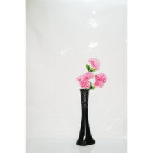 M3Decorium Desenli Uzun Siyah Pembe Ortanca 60cm Vazo