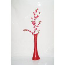 M3Decorium Kırmızı Desenli Fuşya Bahar Dalı 60cm Vazo