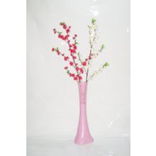 M3Decorium Pembe Desenli Beyaz Pembe Bahar Dalı 60cm Vazo