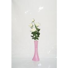 M3Decorium Pembe İşlemeli Beyaz Gül 40cm Vazo