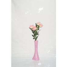 M3Decorium Pembe İşlemeli Pembe Gül 40cm Vazo