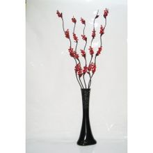 M3Decorium Siyah Desenli 5 adet Kırmızı Üzüm Çiçekler 60cm Vazo