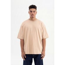 Machinist Basic Super Bej Pamuklu Oversize Erkek T-shirt