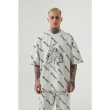 Machinist Mchnst Angels Baskılı Gri Oversize Erkek T-shirt