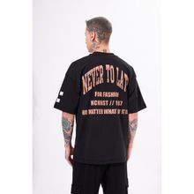 Machinist Never to Late Baskılı Siyah Oversize Erkek T-shirt