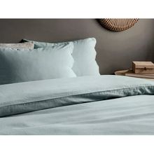 Madame Coco Mer King Size Mavi Yıkamalı Linen Nevresim Takımı