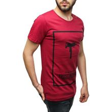 Madmext 2533 Uzi Baskılı Bordo Erkek T-shirt