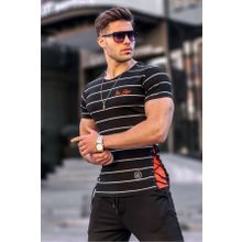 Madmext 2567 Erkek Yandan Bağcıklı Siyah Tişört