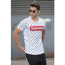 Madmext 2640 Beyaz Benekli Erkek T-shirt