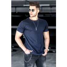 Madmext 2883 Lacivert Yırtık Detaylı Erkek T-Shirt
