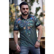 Madmext 2885 Haki Çiçek Detaylı Erkek Tişört