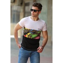 Madmext 3003 Beyaz Kamuflaj Desenli Erkek T-shirt
