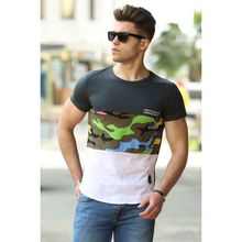 Madmext 3003 Lacivert Kamuflaj Desenli Erkek T-shirt