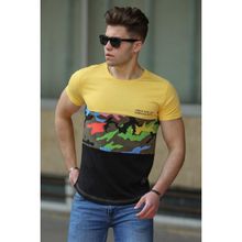 Madmext 3003 Sarı Kamuflaj Desenli Erkek T-shirt