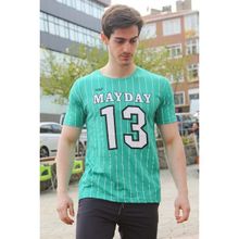 Madmext 3008 Yeşil Çizgi Detaylı Baskılı Erkek T-shirt