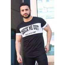 Madmext 3013 Siyah Baskı Detaylı Erkek T-shirt