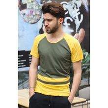 Madmext 3014 Haki Şerit Detaylı Erkek T-shirt