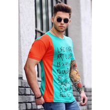 Madmext 3020 Turkuaz Baskılı Erkek T-shirt