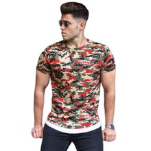 Madmext 4480 Kırmızı Kamuflaj Desenli Erkek T-shirt