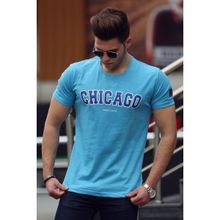 Madmext 4485 Baskılı Turkuaz Erkek T-shirt