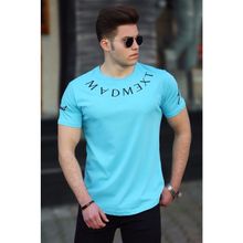 Madmext 4512 Turkuaz Nakışlı Erkek T-shirt