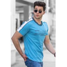 Madmext 4530 Baskılı Turkuaz Erkek T-shirt