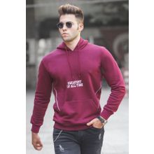 Madmext 5292 Bordo Baskılı Kapşonlu Erkek Sweatshirt
