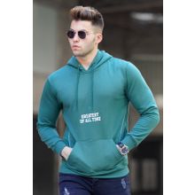 Madmext 5292 Yeşil Baskılı Kapşonlu Erkek Sweatshirt