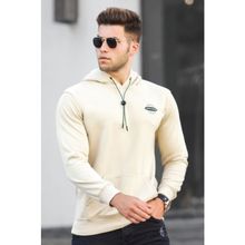 Madmext 5297 Bej Baskılı Erkek Sweatshirt