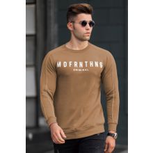 Madmext 5319 Kahverengi Bisiklet Yaka Erkek Sweatshirt