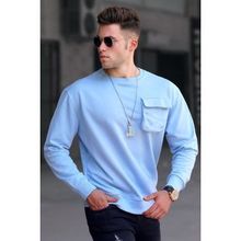 Madmext 5320 Mavi Bisiklet Yaka Erkek Sweatshirt