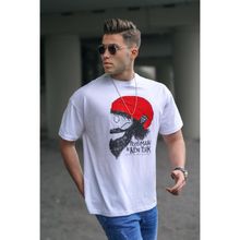 Madmext 5361 Erkek Desenli Beyaz T-shirt