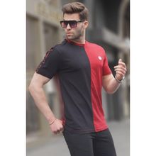 Madmext 5398 Bordo Renk Bloklu Bisiklet Yaka Erkek T-shirt