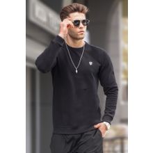 Madmext 5799 Erkek Siyah Bisiklet Yaka Regular Fit Basic Sweatshirt