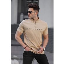 Madmext 5858 Bej Fermuar Yaka Erkek T-shirt