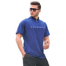 Madmext 5858 Lacivert Fermuar Yaka Erkek T-shirt