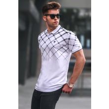 Madmext 5867 Beyaz Düğmeli Polo Yaka Erkek T-shirt