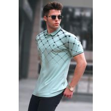 Madmext 5867 Mint Yeşili Düğmeli Polo Yaka Erkek T-shirt