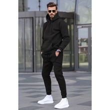 Madmext 5905 Erkek Siyah Kapşonlu Basic Eşofman Takımı