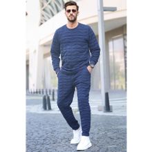 Madmext 5907 Lacivert Kapitone Desenli Erkek Eşofman Takımı