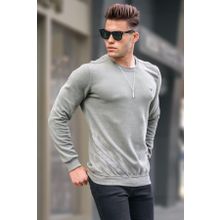 Madmext 5965 Erkek Haki Basic Bisiklet Yaka Triko Kazak