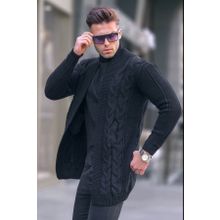 Madmext 5996 Siyah Basic Örgü Erkek Hırka