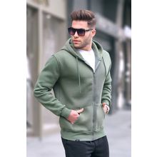 Madmext 6033 Haki Yeşili Kapüşonlu Regular Fit Erkek Sweatshirt