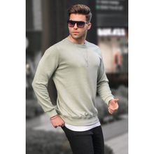 Madmext 6047 Mint Yeşili Basic Bisiklet Yaka Erkek Sweatshirt