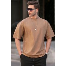 Madmext 6066 Kapuçino Oversize Fit Basic Erkek T-shirt