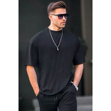 Madmext 6066 Siyah Oversize Fit Basic Erkek T-shirt