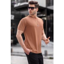 Madmext 6069 Kahverengi Regular Fit Basic Erkek T-shirt