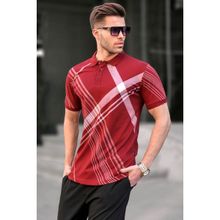 Madmext 6079 Bordo Desenli Polo Yaka Erkek T-shirt