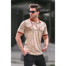 Madmext 6080 Bej Desenli Polo Yaka Erkek T-shirt